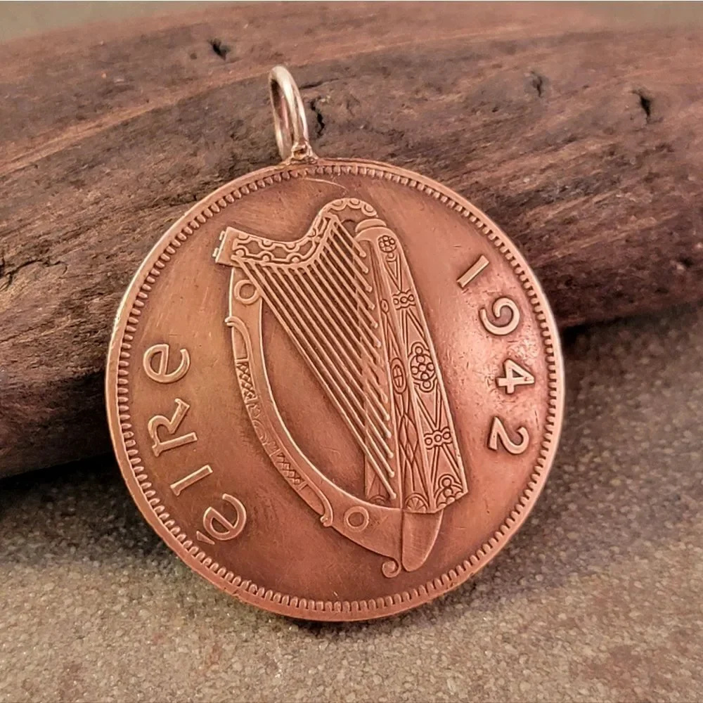 Genuine Irish Penny (Pidgin) Domed Copper Coin Pendant